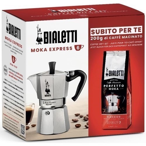 CAFETERA BIALETTI MOKA 6TZAS ALUMINIO+CAFE CLASICO